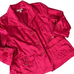 NEW Laura Ashley Hot Pink Satin Button Front Jacket